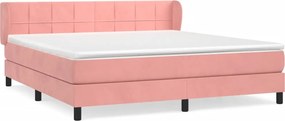 vidaXL Κρεβάτι Boxspring με Στρώμα Ροζ 180x200 εκ. Βελούδινο
