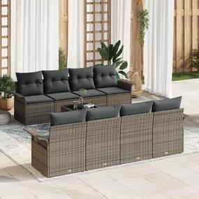 vidaXL Σετ καναπέ κήπου 9 τεμαχίων με μαξιλάρια Γκρι Πολυ-ράφτι