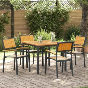 vidaXL Σέτ φαγητού για κήπο 5 pcs Μαύρο και καφέ 90 x 90 x 75 cm