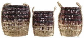 Σετ Καλαθιών DKD Home Decor Φυσικό Λιλά Θαλασσινό γρασίδι (3 Τεμάχια)