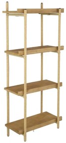 Artekko Shelf Ραφιέρα Επιτοίχια με 4 Ράφια Μέταλλο Ξύλο Ρατάν Καφέ (46x25x112)cm Artekko 78037-DS