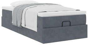 vidaXL Οθωμανικό κρεβάτι με στρώμα σκούρο γκρι 90x200cm Velvet