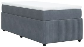 Κρεβάτι Boxspring με Στρώμα Σκούρο Γκρι 80x200 εκ. Βελούδινο - Γκρι