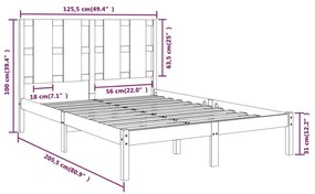 vidaXL Πλαίσιο Κρεβατιού Γκρι 120 x 200 εκ. από Μασίφ Ξύλο Πεύκου