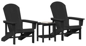 vidaXL Σετ 3 Τεμαχίων Καναπέ Κήπου  Μαύρο HDPE