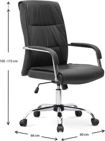 Καρέκλα γραφείου διευθυντική Matteo Megapap από τεχνόδερμα χρώμα μαύρο 60x66x105/115εκ.