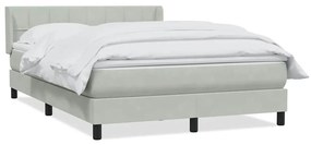 vidaXL Κρεβάτι Boxspring με Στρώμα Ανοιχτό Γκρι 160x220 εκ. Βελούδινο