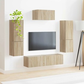 vidaXL Σετ επίπλου τηλεόρασης 4 pcs Δρύς Sonoma Επεξεργασμένο ξύλο