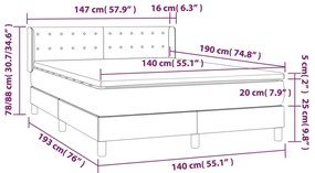 vidaXL Κρεβάτι Boxspring με Στρώμα Λευκό 140x190εκ.από Συνθετικό Δέρμα
