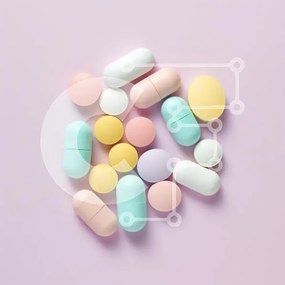 Intra Συλλεκτικό Ξύλινο Παζλ Plywood 4mm - Πολύχρωμες κάψουλες και χάπια σε ροζ φόντο Σε Ξύλινο Κουτί - Διαστάσεις Puzzle: 10x10 cm – 25 κομμάτια