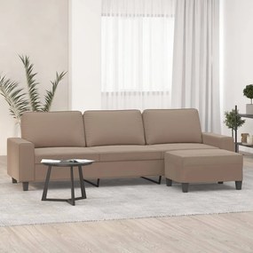 vidaXL Καναπές Τριθέσιος Taupe 210 εκ. Ύφασμα Μικροϊνών Υποπόδιο