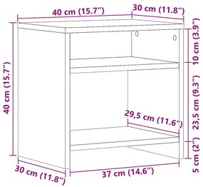 Κομοδίνα 2 τεμ. Αρτισιανή Δρυς 40x30x40 εκ. από Επεξεργ. Ξύλο - Καφέ