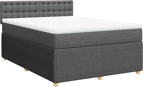 vidaXL Κρεβάτι Boxspring με Στρώμα Σκούρο Γκρι 140x200 εκ Υφασμάτινο