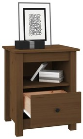 vidaXL Κομοδίνα 2 τεμ. Μελί 40 x 35 x 49 εκ. από Μασίφ Ξύλο Πεύκου