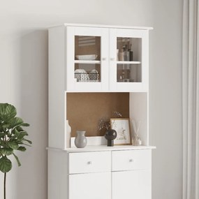 vidaXL Πάνω Ντουλάπι-Βιτρίνα ALTA Λευκό 77x30x92 εκ. Μασίφ Ξύλο Πεύκου