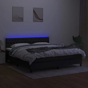 vidaXL Κρεβάτι Boxspring με Στρώμα &amp; LED Μαύρο 160x200 εκ. Υφασμάτινο