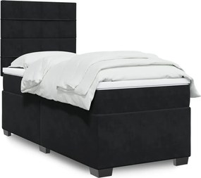 vidaXL Κρεβάτι Boxspring με Στρώμα Μαύρο 100x200 εκ. Βελούδινο