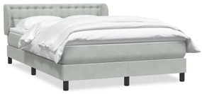Κρεβάτι Boxspring με Στρώμα Ανοιχτό Γκρι 140x210 εκ. Βελούδινο - Γκρι