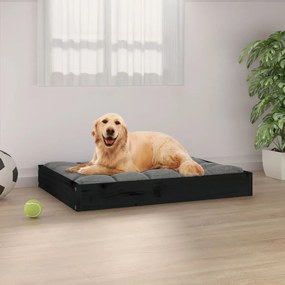 Κρεβάτι Σκύλου Μαύρο 71,5 x 54 x 9 εκ. από Μασίφ Ξύλο Πεύκου - Μαύρο