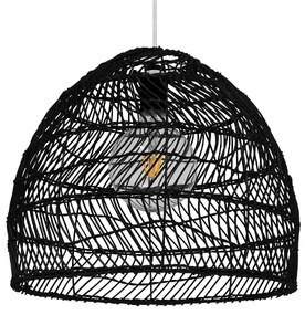 MALIBU 00969 Vintage Κρεμαστό Φωτιστικό Οροφής Μονόφωτο Μαύρο Ξύλινο Bamboo Φ40 x Y35cm