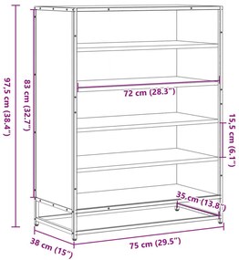 Ντουλάπι παπουτσιών Sonoma Oak Κατασκευασμένο ξύλο και μέταλλο - Καφέ