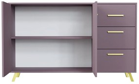 Σετ επίπλων Honolulu A108 (Μωβ), 411x200x58cm, Μωβ, Πλαστικοποιημένη μοριοσανίδα, Πόρτες ντουλάπας: Με μεντεσέδες, Καθρέφτης, Πόδια: Πλαστική ύλη