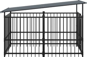 vidaXL Υπαίθριο Κλουβί Σκύλων με Οροφή από Χάλυβα 1,88 μ²