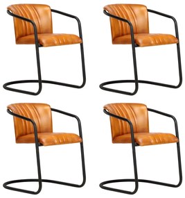 Καρέκλες Τραπεζαρίας 4 τεμ. Ταμπά από Γνήσιο Δέρμα