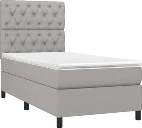 vidaXL Κρεβάτι Boxspring με Στρώμα Ανοιχτό Γκρι 80x200 εκ. Υφασμάτινο
