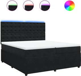vidaXL Κρεβάτι Boxspring με Στρώμα Μαύρο 200x200 εκ. Βελούδινο