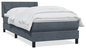 vidaXL Κρεβάτι Boxspring με Στρώμα Σκούρο Γκρι 100x210 εκ. Βελούδινο