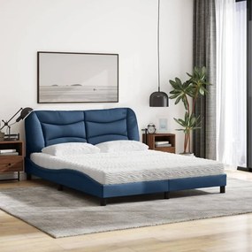 vidaXL Κρεβάτι με Στρώμα Hvar Μπλε 160x200 εκ. Υφασμάτινο