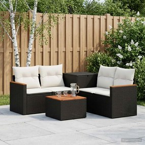 vidaXL Σετ Καναπέ 6 τμχ. Μαύρο και Κρεμ Λευκό 55 x 55 x 37 εκ