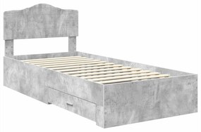 vidaXL Σκελετός Κρεβατιού με κεφαλάρι Σκυρόδεμα Γκρι 75 x 190 cm