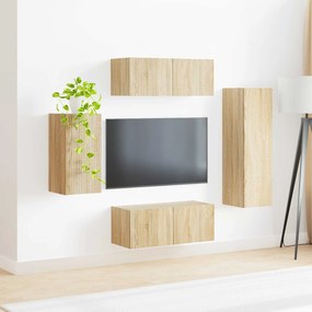 vidaXL Σετ επίπλου τηλεόρασης 4 pcs Δρύς Sonoma Επεξεργασμένο ξύλο