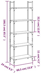 ΒΙΒΛΙΟΘΗΚΗ 5 ΕΠΙΠΕΔΩΝ ΜΑΥΡΗ 60,5X24X166,5 ΕΚ. ΕΠΕΞΕΡΓ. ΞΥΛΟ 838863