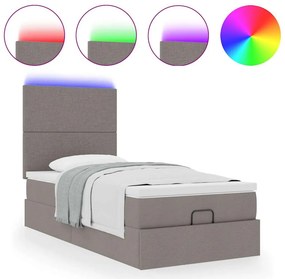 VidaXL Οθωμανικό κρεβάτι με στρώμα & LEDs Taupe 90x200 cm ύφασμα