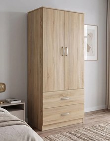 Ντουλάπα δίφυλλη "Real" σε χρώμα σονόμα 80x42x180