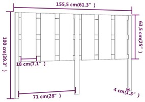 vidaXL Κεφαλάρι Κρεβατιού Λευκό 155,5 x 4 x 100 εκ. Μασίφ Ξύλο Πεύκου