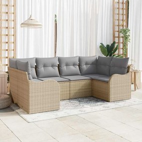 vidaXL Σετ Καναπέ Κήπου 6 pcs Μπεζ, ανοιχτό γκρι Πολυ ράταν