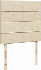 vidaXL Κρεβάτι Boxspring με Στρώμα Κρεμ 90x190 εκ.Υφασμάτινο