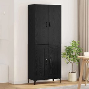 Highboard Μαύρη Οξυά 69,5 x 34 x 180 εκ. Επεξεργασμένο ξύλο
