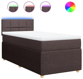 Κρεβάτι Boxspring με Στρώμα Σκούρο Καφέ 90x200 εκ. Υφασμάτινο - Καφέ