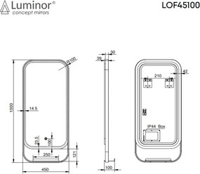 Luminor Loft 45x100 - Καθρεφτης Μπανιου Φωτιζομενος Led