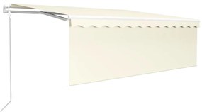 vidaXL Τέντα Αυτόματη με Σκίαστρο/LED/Αισθ. Ανέμου Κρεμ 4,5 x 3 μ.