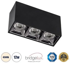 Επίτοιχο Σποτ LED Downlight TrimLess 12W Μαύρο Κάτοπτρο Χρωμίου 4500K LUMINAR SUPERIOR 60324 Ε Globostar-60324-Μαύρο 60324