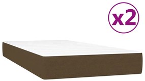 Κρεβάτι Boxspring με Στρώμα Σκούρο Καφέ 200x200 εκ. Υφασμάτινο - Καφέ