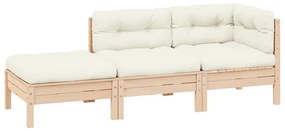 vidaXL Σαλόνι Κήπου Σετ 3 Τεμαχίων από Μασίφ Ξύλο Πεύκου με Μαξιλάρια