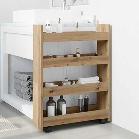 vidaXL Τρόλεϊ Αποθήκευσης Στενό 4 Επιπέδων Αρτισιανή Δρυς Επεξ. Ξύλο