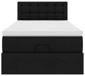 vidaXL Οθωμανικό κρεβάτι με στρώμα Μαύρο 100x200cm Faux Leather